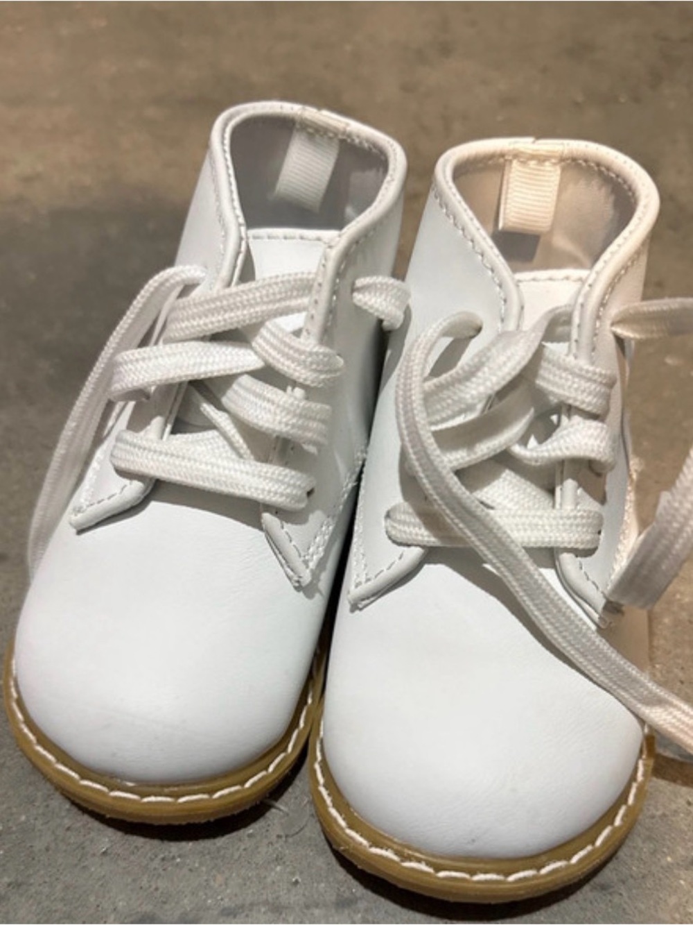 Josmo White Kids Lace-Up Dress Shoes with Tan Sole